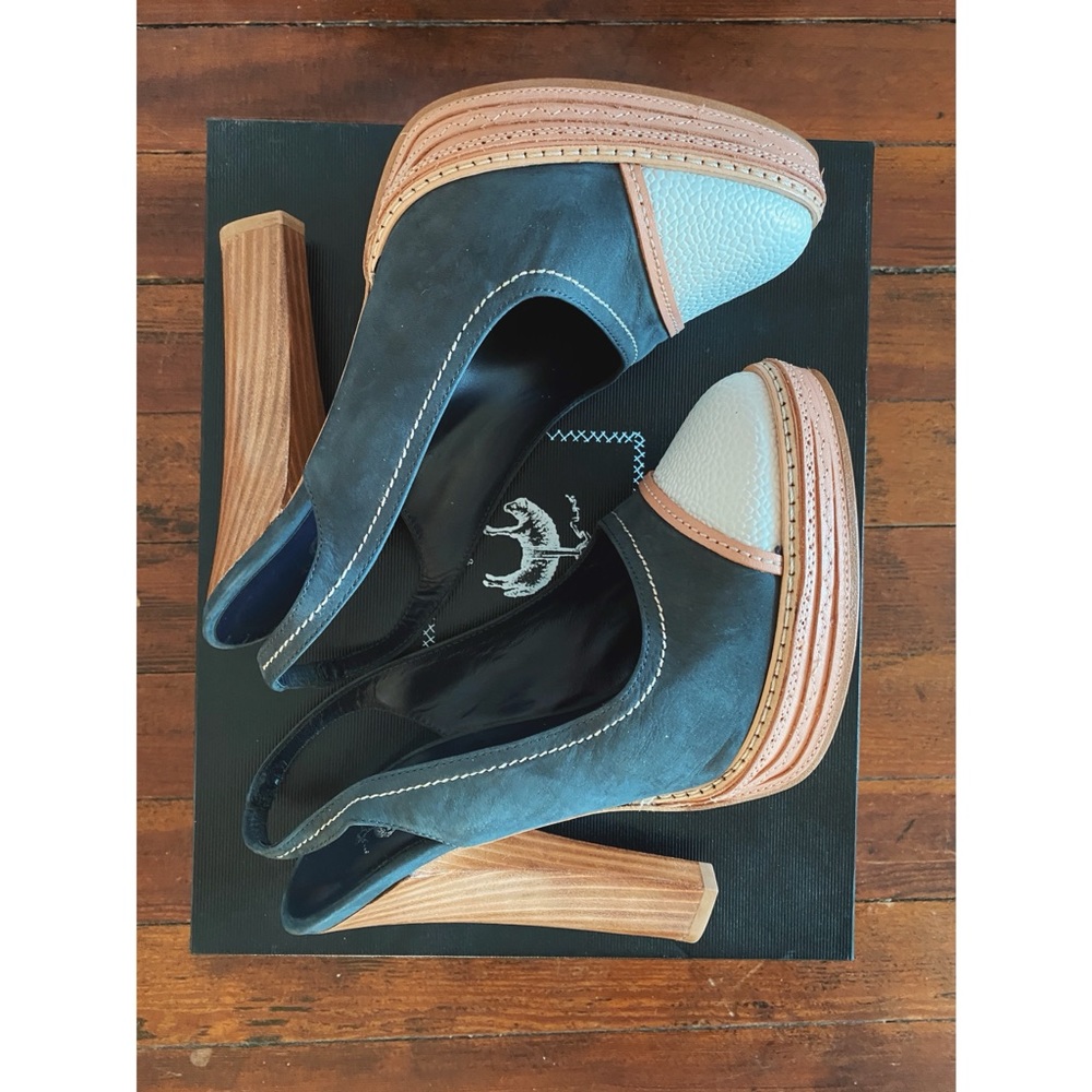 Thom Brown . Black Fleece Slingback Heels